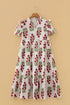 Bohemian All Over Floral Print Bubble Sleeve Tiered Dress