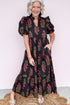 Bohemian All Over Floral Print Bubble Sleeve Tiered Dress