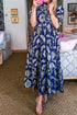 Bohemian All Over Floral Print Frilled Collar Long Dress