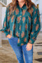 Bohemian All Over Floral Print Lacy Trim Pleated Blouse