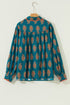 Bohemian All Over Floral Print Lacy Trim Pleated Blouse