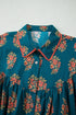 Bohemian All Over Floral Print Lacy Trim Pleated Blouse