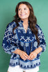 Bohemian All Over Floral Print Notched Neck Long Sleeve Blouse
