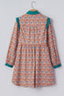 Bohemian All Over Print Collared Shirt Floral Dress