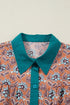 Bohemian All Over Print Collared Shirt Floral Dress