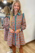 Bohemian All Over Print Collared Shirt Floral Dress