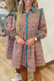 Bohemian All Over Print Collared Shirt Floral Dress