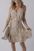 Bohemian All Over Print Tie Waist Flared Floral Dress