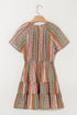Bohemian Buttoned V Neck Ruffle Tiered Floral Dress
