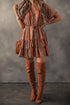 Bohemian Buttoned V Neck Ruffle Tiered Floral Dress