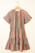 Bohemian Buttoned V Neck Ruffle Tiered Floral Dress