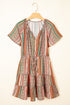 Bohemian Buttoned V Neck Ruffle Tiered Floral Dress