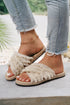 Bohemian Crochet Criss Cross Tassel Embellished Slides
