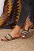 Bohemian Crochet Knit Faux Leather Open Toe Slides