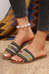 Bohemian Crochet Knit Faux Leather Open Toe Slides