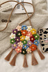 Bohemian Crochet Knit Flower Design Tasseled Shoulder Bag