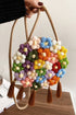 Bohemian Crochet Knit Flower Design Tasseled Shoulder Bag
