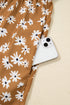 Bohemian Daisy Floral Print Split Neck Puff Sleeve Mini Dress
