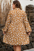 Bohemian Daisy Floral Print Split Neck Puff Sleeve Mini Dress