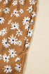 Bohemian Daisy Floral Print Split Neck Puff Sleeve Mini Dress
