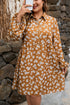 Bohemian Daisy Floral Print Split Neck Puff Sleeve Mini Dress