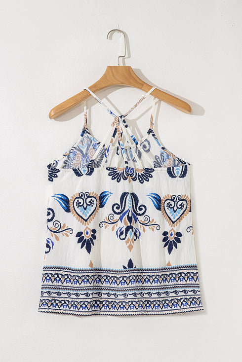 Bohemian Damask Print Relaxed Fit Woven Camisole Top