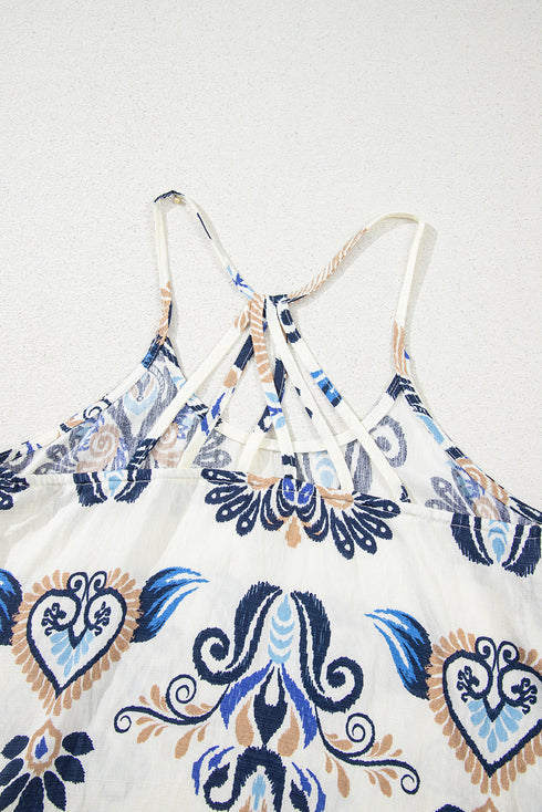 Bohemian Damask Print Relaxed Fit Woven Camisole Top