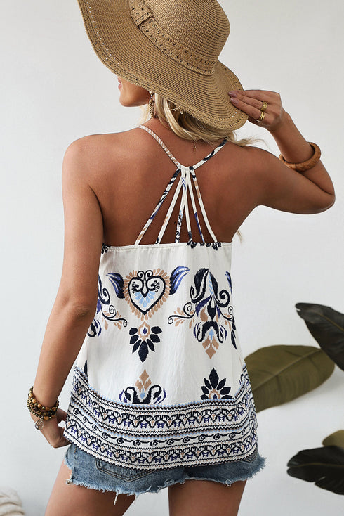 Bohemian Damask Print Relaxed Fit Woven Camisole Top
