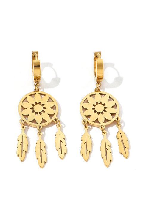 Bohemian Dream Catcher Feather Fringed Dangle Earrings