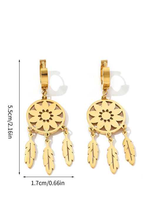 Bohemian Dream Catcher Feather Fringed Dangle Earrings