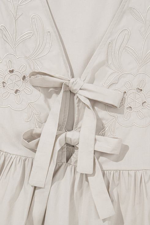 Bohemian Dream Embroidered Hollow Out Knot Front V Neck Tank Top