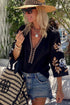 Bohemian Embroidered Floral V Neck Cotton Blouse