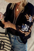 Bohemian Embroidered Floral V Neck Cotton Blouse