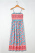 Bohemian Ethnic Print Smocked Spaghetti Strap A Line Maxi Dress