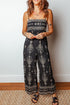 Bohemian Ethnic Print Spaghetti Strap Wide Leg Jumpsuit