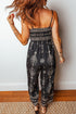 Bohemian Ethnic Print Spaghetti Strap Wide Leg Jumpsuit