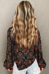 Bohemian Floral Damask Print Statement Sleeve Button Up Shirt