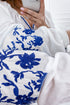 Bohemian Floral Embroidered Drawstring Long Sleeve Peasant Blouse
