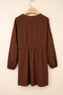 Bohemian Floral Embroidered Tassel Tie Waist Long Sleeve Mini Dress