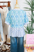 Bohemian Floral Geometric Patchwork Puff Sleeve Babydoll Blouse