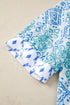 Bohemian Floral Geometric Patchwork Puff Sleeve Babydoll Blouse