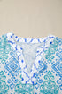 Bohemian Floral Geometric Patchwork Puff Sleeve Babydoll Blouse