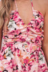 Bohemian Floral Halter Neck Shirred Ruffled Mini Dress