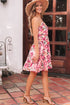Bohemian Floral Halter Neck Shirred Ruffled Mini Dress