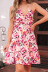 Bohemian Floral Halter Neck Shirred Ruffled Mini Dress