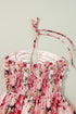 Bohemian Floral Halter Neck Shirred Ruffled Mini Dress