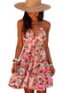 Bohemian Floral Halter Neck Shirred Ruffled Mini Dress