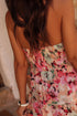 Bohemian Floral Halter Neck Shirred Ruffled Mini Dress