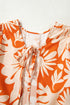 Bohemian Floral Long Sleeve Open Back Knot Detail Blouse