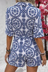 Bohemian Floral Mandala Print Belted Shirt Romper